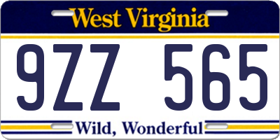 WV license plate 9ZZ565