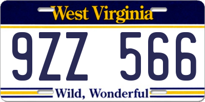 WV license plate 9ZZ566
