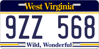 WV license plate 9ZZ568