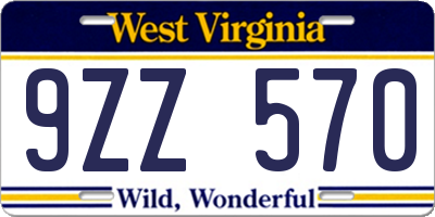 WV license plate 9ZZ570