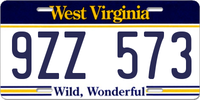 WV license plate 9ZZ573