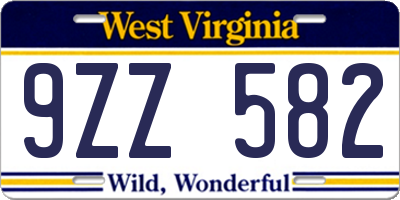 WV license plate 9ZZ582