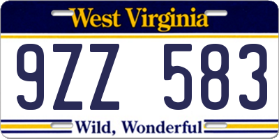 WV license plate 9ZZ583