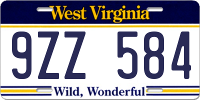 WV license plate 9ZZ584