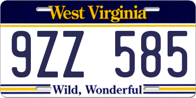 WV license plate 9ZZ585