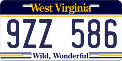 WV license plate 9ZZ586