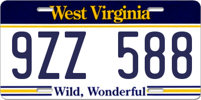 WV license plate 9ZZ588