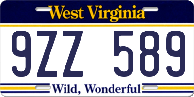 WV license plate 9ZZ589