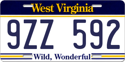 WV license plate 9ZZ592