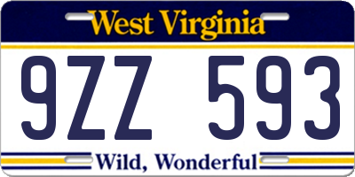 WV license plate 9ZZ593
