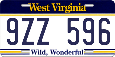 WV license plate 9ZZ596