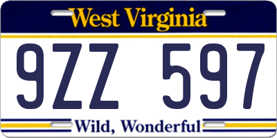 WV license plate 9ZZ597