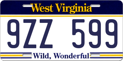 WV license plate 9ZZ599