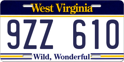 WV license plate 9ZZ610