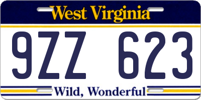 WV license plate 9ZZ623