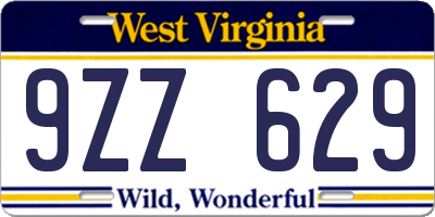 WV license plate 9ZZ629