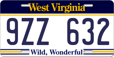 WV license plate 9ZZ632