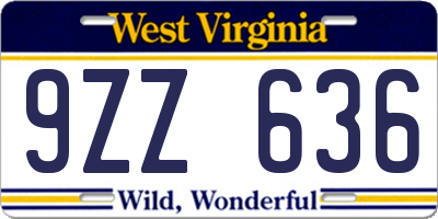 WV license plate 9ZZ636
