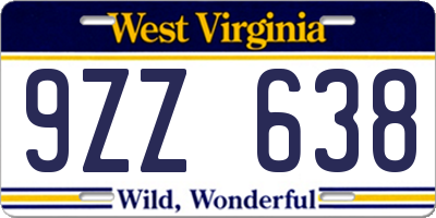 WV license plate 9ZZ638