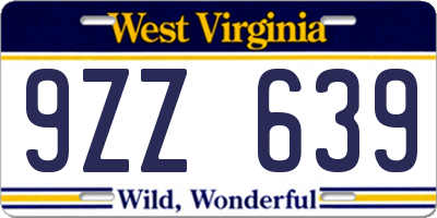 WV license plate 9ZZ639