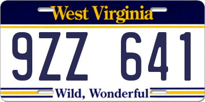 WV license plate 9ZZ641