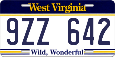 WV license plate 9ZZ642