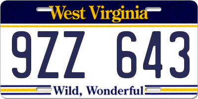 WV license plate 9ZZ643
