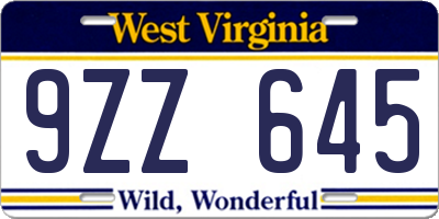 WV license plate 9ZZ645