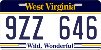 WV license plate 9ZZ646