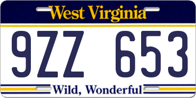 WV license plate 9ZZ653