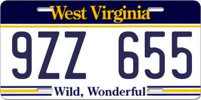 WV license plate 9ZZ655