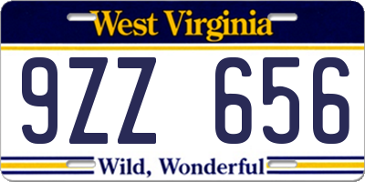 WV license plate 9ZZ656