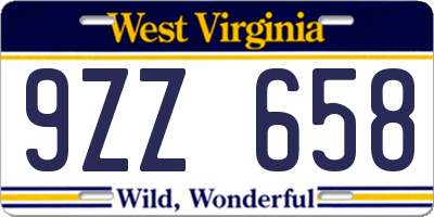 WV license plate 9ZZ658