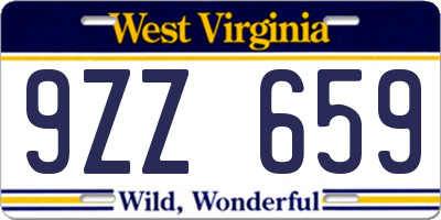 WV license plate 9ZZ659