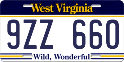 WV license plate 9ZZ660