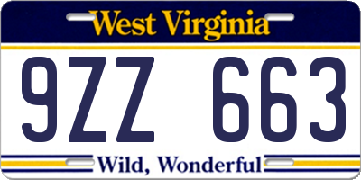 WV license plate 9ZZ663