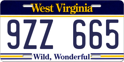 WV license plate 9ZZ665