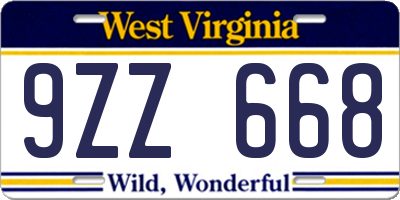 WV license plate 9ZZ668