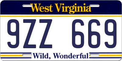 WV license plate 9ZZ669