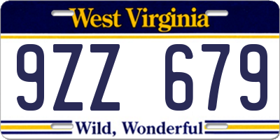 WV license plate 9ZZ679