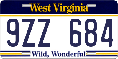 WV license plate 9ZZ684
