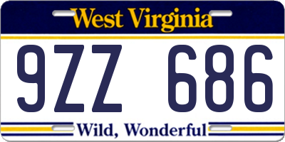 WV license plate 9ZZ686