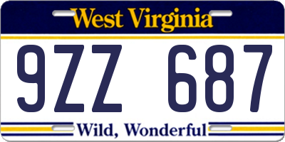 WV license plate 9ZZ687