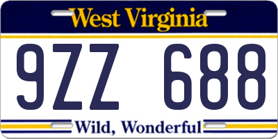 WV license plate 9ZZ688