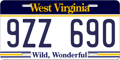 WV license plate 9ZZ690