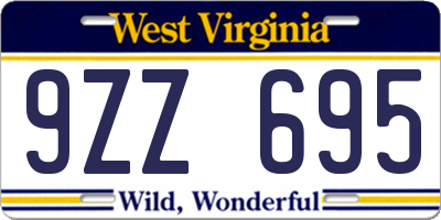 WV license plate 9ZZ695
