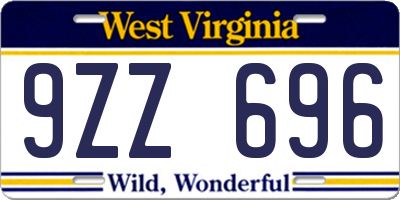 WV license plate 9ZZ696