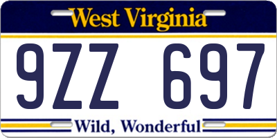 WV license plate 9ZZ697
