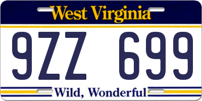 WV license plate 9ZZ699