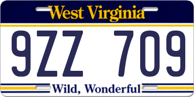 WV license plate 9ZZ709